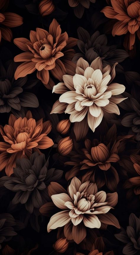 Watch Wallpaper Dark, Brown Flower Background, Brown Flower Wallpaper, Iphone Wallpaper Flowers, Flower Pattern Wallpaper, Iphone Wallpaper Dark, Iphone Wallpaper Iphone, November Wallpaper, Nice Designs