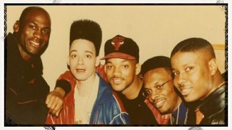 MJ, Kid, Will, Jazzy, and Play Michael Jordan Kids, 90s Hollywood, Jazzy Jeff, Kid N Play, After Earth, Mode Hip Hop, Hip Hop Classics, Hollywood Vintage, Real Hip Hop