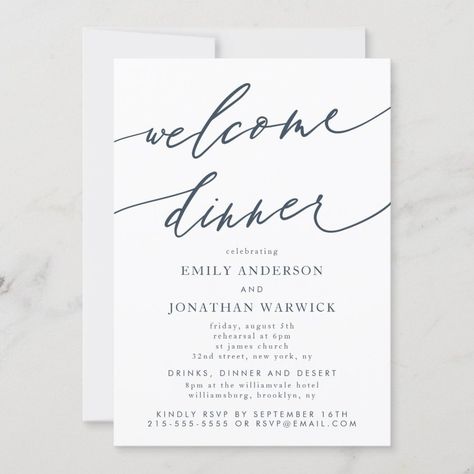 White Navy Blue Wedding Welcome Dinner Invitation  Zazzle Welcome Dinner Invitation, Wedding Welcome Dinner, Wedding Day Invitations, Rehearsal Invitations, Welcome Dinner, Wedding Rehearsal Dinner Invitations, Navy Wedding Invitations, Rehearsal Dinner Invitation, Dinner Invitation