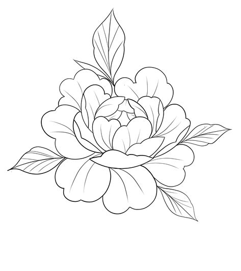 Flower Tattoo Outline, Mandala Wrist Tattoo, Peony Drawing, Journal Drawing, Ancient Tattoo, Dog Line Art, Tattoo Reference, Flower Drawing Tutorials, Flower Sleeve