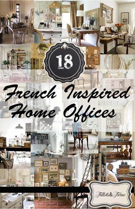 Do you have a favorite?  18 Fabulous, French-Inspired Home Offices Modern Parisian Home Office, Home Office Decor For Women Shabby Chic, French Country Home Office Ideas, French Provincial Office, French Style Office, French Country Office Decor, French Country Office, French Country Desk, French Office