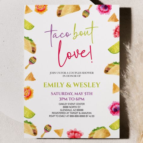 Taco Bout Love Couples Shower Ideas, Couples Wedding Shower Ideas, Taco Bout Love, Fiesta Bridal Shower Invitations, Couples Shower Invitation, Fiesta Bridal Shower, Chelsea Wedding, Couple Wedding Shower, Wedding Rehearsal Dinner Invitations