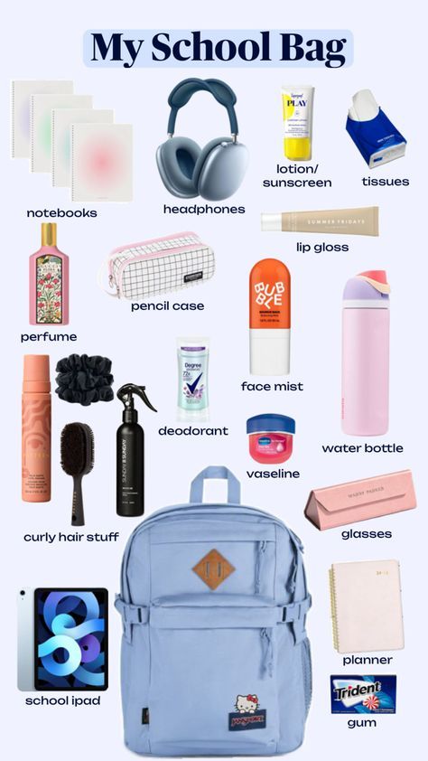 Middle School Essentials, School Emergency Kit, School Backpack Essentials, Preppy School Supplies, In My Backpack, Preppy Backpack, My Backpack, School Bag Essentials, Backpack Essentials