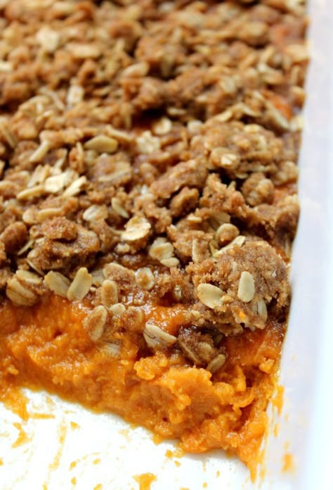 The best Sweet Potato Casserole recipe! Made with rich mashed roasted sweet potatoes and a delicious crunchy brown sugar oat streusel. Perfect for Thanksgiving and easy to double! Make ahead tips included! Sweet potatoes are one of our favorite side dishes for Thanksgiving. We of course also love it throughout the year. It’s the perfect... Read More » Thanksgiving Posts, Sweet Potato Casserole Healthy, Best Sweet Potato Casserole, Pumpkin Crisp, Sweet Potato Casserole Easy, Oatmeal Toppings, Desserts Bars, Thanksgiving Food Sides, Loaded Sweet Potato