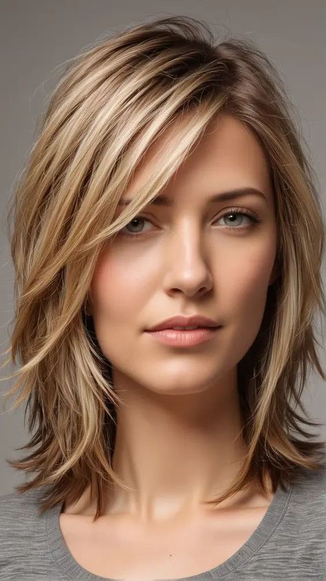 23 Transform Your Look: Long Layers & Face Framing Haircuts for All Hair Types Two Layered Haircut, Shoulder Length With Layers Straight, Flip Out Hairstyles Medium, Medium Length Layered Haircuts Straight, Medium Haircuts For Thinning Hair, Rock N Roll Haircut Women, Long Shags For Straight Hair, Womens Haircuts Layers, Layered Womens Haircuts