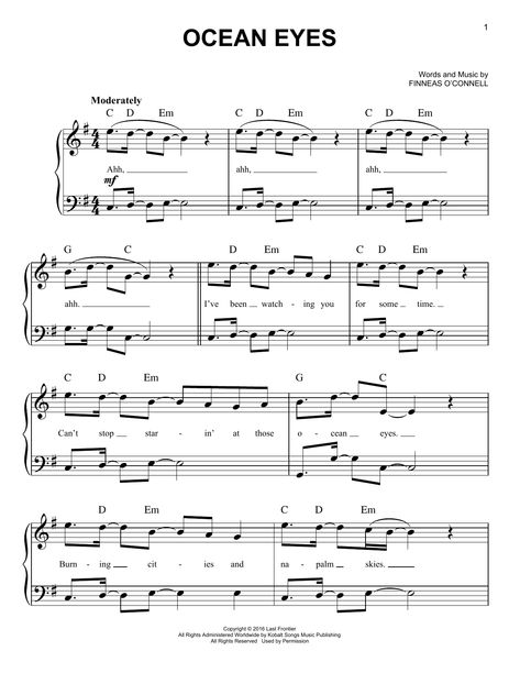 Flute Sheet Music Disney, Music Billie Eilish, Billie Eilish Ocean Eyes, Popular Piano Sheet Music, Keyboard Letters, Piano Songs Sheet Music, Piano Sheet Music Letters, Piano Notes Songs, Trumpet Sheet Music