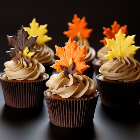 Chocolate Fall Cupcakes, Autumn Theme Cupcakes, Halloween Inspired Cupcakes, Autumn Cupcake Ideas, Thanksgiving Cupcake Ideas, Autumn Cupcakes, Thanksgiving Baking, Thanksgiving Cupcakes, Fall Cupcakes