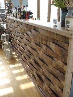 Barrel wood similar to this for escort wall Bourbon Barrel Decor, Wine Barrel Art, Wine Barrel Decor, Wine Barrel Crafts, Barrels Diy, Whiskey Barrel Furniture, Barrel Projects, Barrel Decor, Wine Barrel Furniture