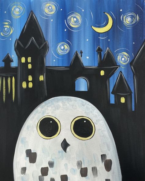 Simple Harry Potter Painting, Harry Potter Art Projects For Kids, Easy Harry Potter Painting, Harry Potter Painting Ideas Easy, Harry Potter Art Projects, Spooky Paintings, Harry Potter Painting, Paint Studio, Doodle Paint