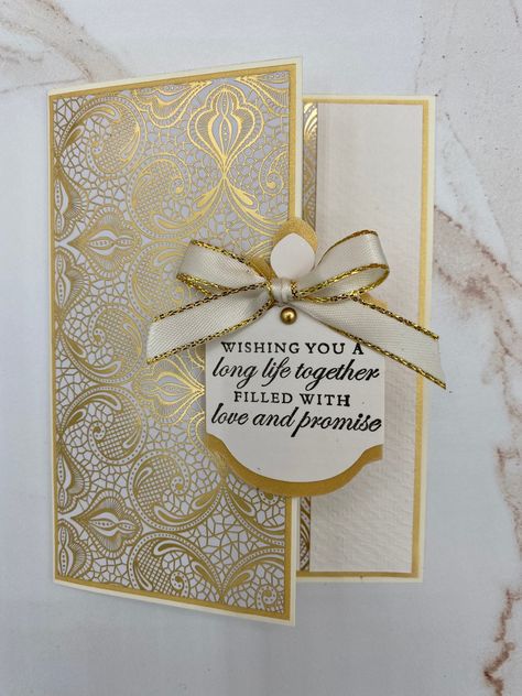 Gorgeous Gold Foil Handmade Wedding Card #etsy #wedding #gold #jcapcards #weddingcard #keepsakewedding Elegant Cards Handmade, Wedding Cards Handmade Simple, Stampin Up Wedding Cards Ideas, Handmade Wedding Cards Ideas, Wedding Anniversary Cards Handmade, Cream Color Wedding, Wedding Cards Ideas, Handmade Wedding Cards, Homemade Wedding Cards