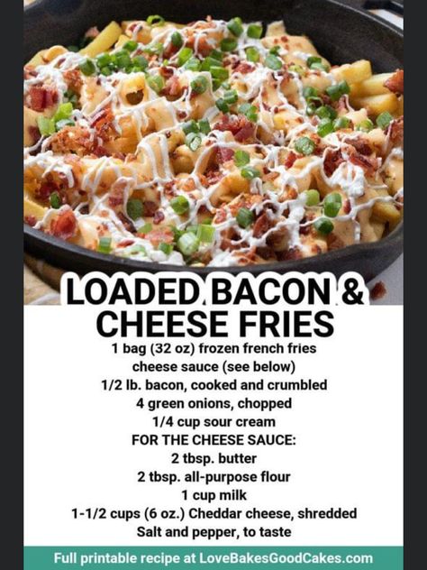 Bacon And Cheese Fries, Loaded Fries Recipe, Cheese Fries Recipe, Bacon Cheese Fries, Frozen French Fries, Bacon And Cheese, Loaded Fries, Fast Dinner Recipes, Potato Recipes Side Dishes