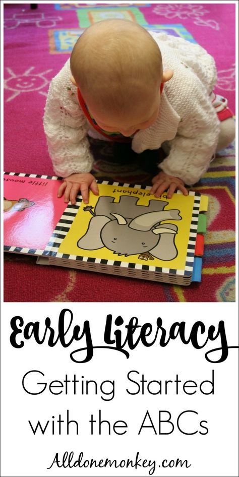 Early Literacy: Getting Started Teaching the Alphabet | Alldonemonkey.com Early Education Activities, Early Childhood Education Classroom, Activities For One Year Olds, Educational Toddler Activities, Early Childhood Activities, Toddler Lessons, Early Literacy Activities, Toddler Education, Teaching The Alphabet