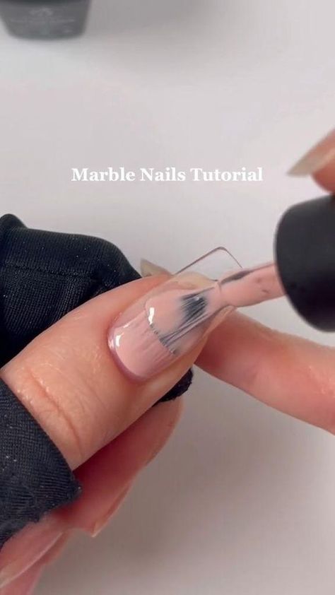 Marble Effect Gel Nails, Gel Z Nails, Marble Gel X Nails, How To Do Marble Nails With Nail Polish, How To Do Marble Effect On Nails, Gel Water Marble Nails, Acrylic Nail Design Inspiration, Cute Nails Marble, How To Paint Marble Nails