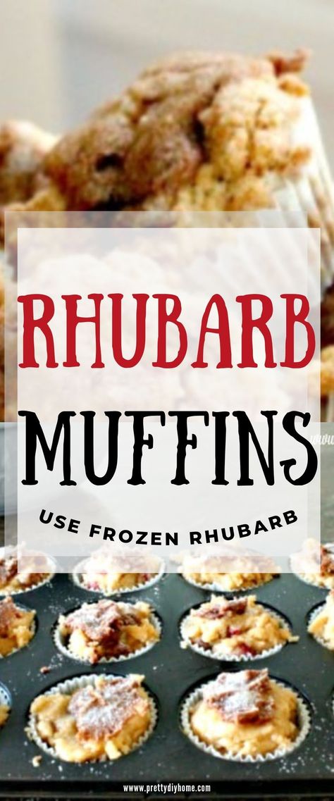 Frozen rhubarb recipes are great for this time of year. Whip up a quick batch of these rhubarb muffins using frozen or fresh rhubarb. Baking With Rhubarb, How To Use Frozen Rhubarb, Zucchini And Rhubarb Recipes, Recipes Using Frozen Rhubarb, Rhubarb Pie Using Frozen Rhubarb, Rhubarb And Apple Recipes, Frozen Rhubarb Recipes Baking, Rhubarb Muffins Healthy, Rhubarb Scones Recipe