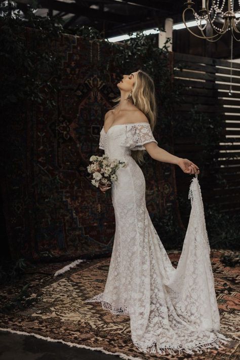 35 Best Etsy Wedding Dresses: Long, Short, Strapless, Sweetheart, More! Boho Wedding Dress With Sleeves, Off Shoulder Lace Dress, Off The Shoulder Wedding Dress, Shoulder Wedding Dress, Boho Wedding Gowns, Bohemian Wedding Dress Lace, Western Wedding Dresses, Off Shoulder Wedding Dress, Boho Wedding Dress Lace