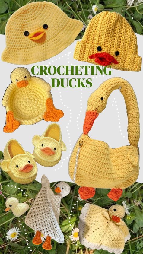 #ducks #crochet #yellow Duck Granny Square Pattern, Duck Granny Square, Duck Hat Crochet, Crochet Duck Hat, Ducks Crochet, Duckling Crochet, Duck Crochet, Crochet Yellow, Crochet Duck