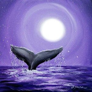 Whale Painting, Moonlight Painting, Small Canvas Paintings, Paint Nite, Simple Canvas Paintings, Cute Canvas Paintings, Canvas Painting Designs, Canvas Painting Diy, Paint Night