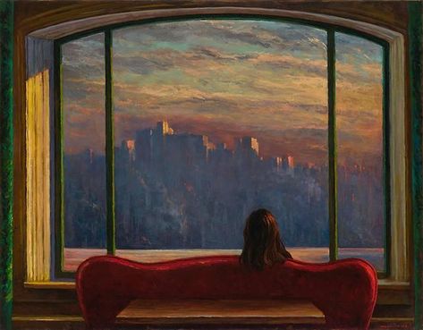 Mark Beck - The Long Goodbye, 2017) Long Goodbye, Last Goodbye, The Long Goodbye, The Window, Beck, Oil On Canvas, A Woman, Couch, Canvas