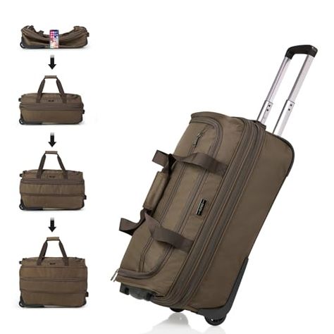 Hanke 20 Inch Expandable Carry On Luggage Suitcases with Wheels Foldable Duffle Bag for Travel Carry On suitcase Weekend Bag for Women Men Garment Bag.（Coffee） Packing Essentials List, Men Coffee, Carry On Bag Essentials, Suit Bag, Bag For Travel, Carry On Suitcase, Weekend Bag, Garment Bag, Carry On Luggage