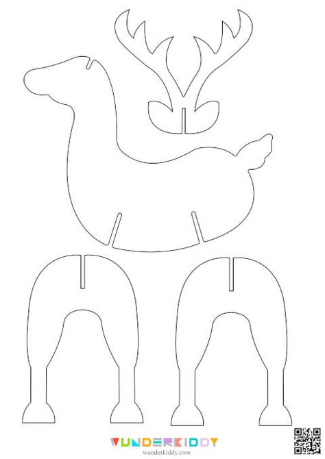 Free Printable Christmas Deer Template for Kids Cardboard Animals Template Cut Outs, Christmas Ornament Template Printable, Diy Christmas Home Decor Ideas, Cardboard Animals Template, Christmas Prints Free Printable, Free Printable Christmas Ornament Templates, Christmas Patterns Free Printable, Cardboard Christmas Decorations, Deer Template