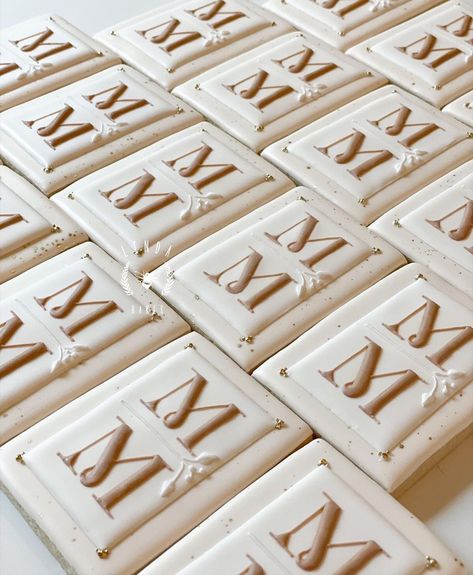 M M Monogram, Monogram Cookies, M Monogram, Bridal Shower Cookies, Bridal Favors, Wedding Cookies, Cookie Art, Monogram Wedding, Cookie Decorating