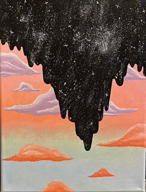 Paint Drips Art, Art Clouds, Clouds Aesthetic, Drip Painting, Dreamy Art, Art Inspo, Moose Art, Pop Art, Acrylic Painting