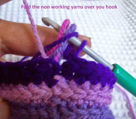 How To Carry Non Working Yarn How To Carry Yarn In Crochet, Messy Bun Hat, Bun Hat, Crochet Tips, Crochet Tutorials, Slouch Hat, Hat Crochet, Crochet Stuff, Free Crochet Patterns