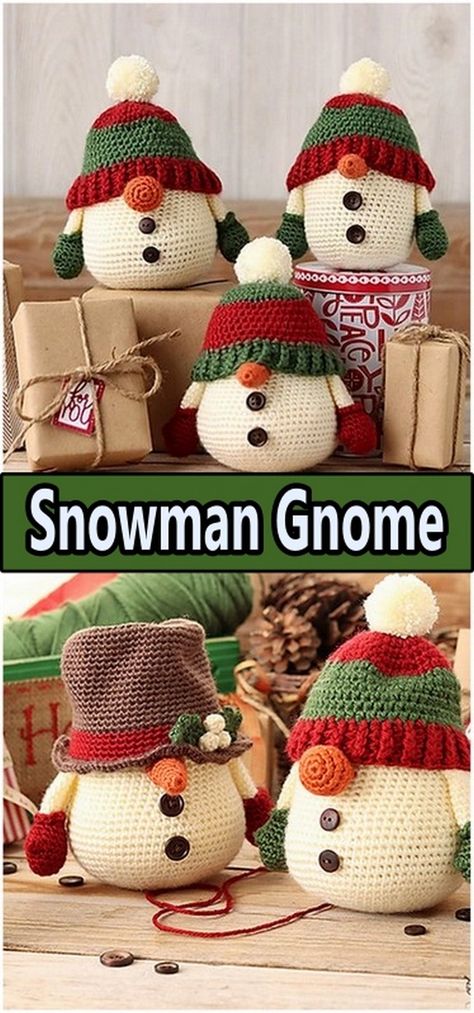 Winter Crochet Projects, Crochet Gnomes Pattern Free, Snowman Patterns, Diy Fall Ideas, Holiday Crochet Patterns, Christmas Amigurumi, Crochet Colorful, Getting Ready For Christmas, Crochet Christmas Ornaments Free