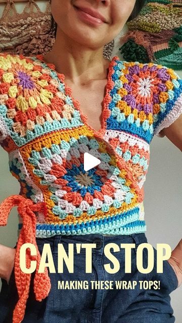 Granny Square Wrap Top, Granny Square Wrap, Crochet Wrap Top, Wrap Crochet Pattern, Crochet School, The Rachel, Crochet Wrap, Crochet Fashion Patterns, Wrap Shirt