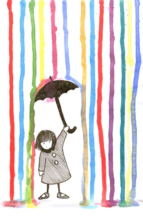 Classe D'art, Illustration Kunst, Umbrella Art, Art Et Illustration, Spring Art, Art Classroom, Elementary Art, Teaching Art, Art Activities