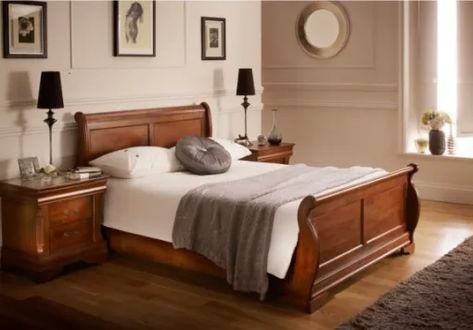 Wooden Sleigh Bed, Wooden King Size Bed, Dark Wood Bed, Sleigh Bed Frame, Wooden Sleigh, Super King Size Bed, Sleigh Bed, King Size Bed Frame, Double Bed Frame