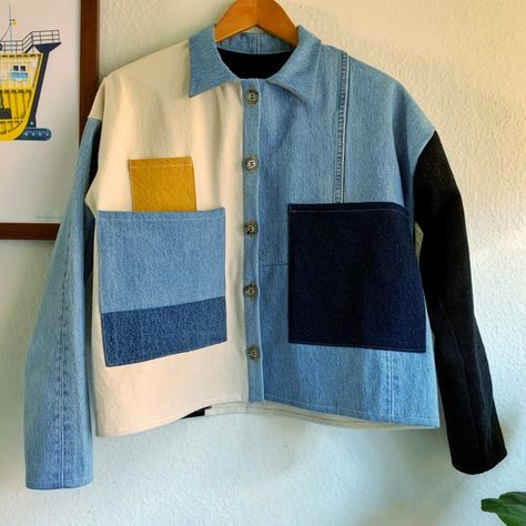 Patchwork Denim Jacket • Knitting Ideas For Beginners, Patchwork Art, Ropa Upcycling, Love The Process, Patchwork Diy, Patchwork Denim Jacket, Denim Scraps, Patchwork Clothes, Crochet Blanket Pattern