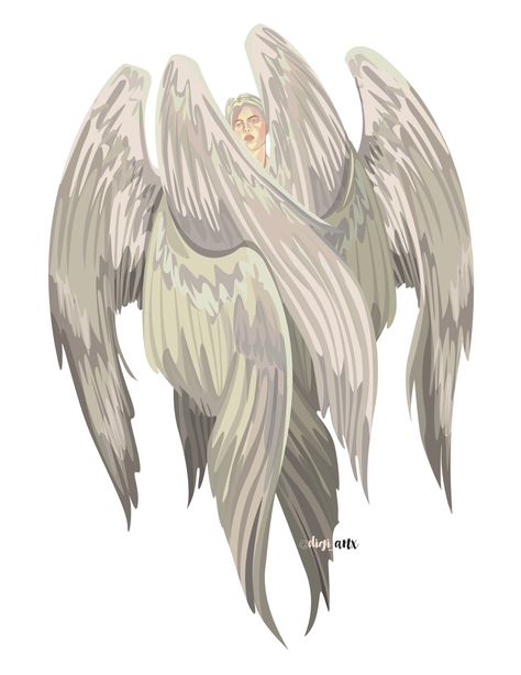 6 winged angel, one pair covering its face, another pair to cover the feet and other pair is for flying. Angel Wings Covering Face, Wings Covering Face, 6 Winged Angel, Bible Illustrations Art, Fantasy Angel, Winged Angel, Bible Illustrations, Illustrations Art, Wings Art