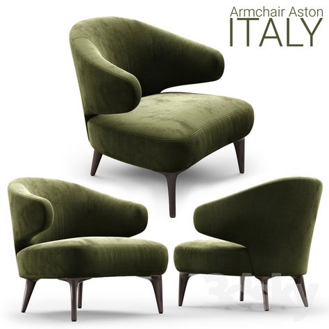 3d models: Arm chair - Armchair Minotti Aston 1 OLIVE Armchair Minotti, Green Arm Chair, London Living Room, Loose Furniture, Couch Upholstery, Green Armchair, Elegant Chair, Lounge Armchair, Pretty Decor