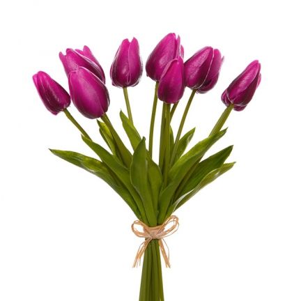 Tulip Mini Bouquet (12 Flowers 35cmST) Real Touch Purple Red Tulips Bouquet, Fleur Orange, Feature Wallpaper, Tulip Bouquet, Custom Drapery, Red Tulips, Floral Display, Floral Gifts, Fake Flowers