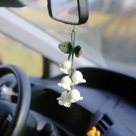 PRICES MAY VARY. ◆☀◆【Car Hanging Accessories size】Car Mirror Hanging Accessoriesy consists of four flowers, length 15cm, flower width 4cm, we will send 15cm extension cord, so you can adjust the height according to your needs after receiving the goods, is a great Rearview Mirror Accessories. ◆☀◆【Car Hanging Accessories material】Car Mirror Hanging Accessoriesy 100% handmade work, using a soft and strong feel of high-quality knitted yarn, through the unique and detailed design to complete the colo Car Accessories Aesthetic, Kawaii Car, Car Mirror Hanging Accessories, Car Hanging Accessories, Mirror Car Accessories, Mirror Accessories, Car Deco, Mirror Pendant, Accessories Aesthetic