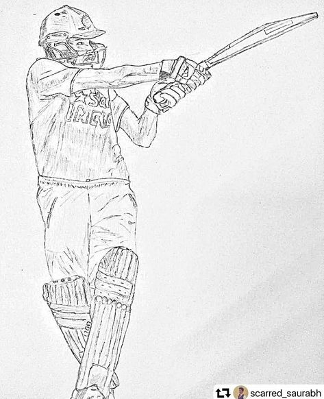 Rohit Sharma Sketch, Rohit Sharma Drawing, Oil Pastel Drawings Easy, Life Drawing Classes, Drawing Classes, India Cricket Team, Buddha Tattoo, India Cricket, Rohit Sharma