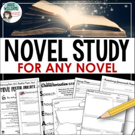 Addie Williams | Teachers Pay Teachers Study Products, Characterization Activities, Movie Poster Project, Novel Activities, Novel Study Activities, Writing A Book Review, Poetry Activities, Character Analysis, Media Literacy