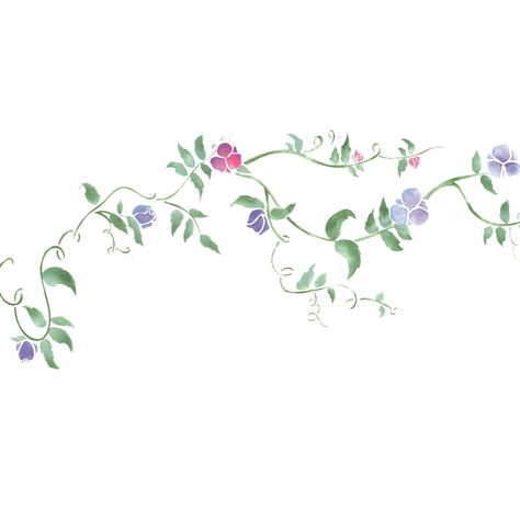 Sweet Peas Flower Vine Wall Stencil | 2723 by Designer Stencils | Floral Stencils | Reusable Art Craft Stencils for Painting on Walls, Canvas, Wood | Reusable Plastic Paint Stencil for Home Makeover | Easy to Use & Clean Art Stencil | Michaels Wall Stencil Border, Designer Stencils, Painting On Walls, Floral Stencils, Clean Art, Paint Stencil, Craft Stencils, Sweet Pea Flowers, Floral Stencil