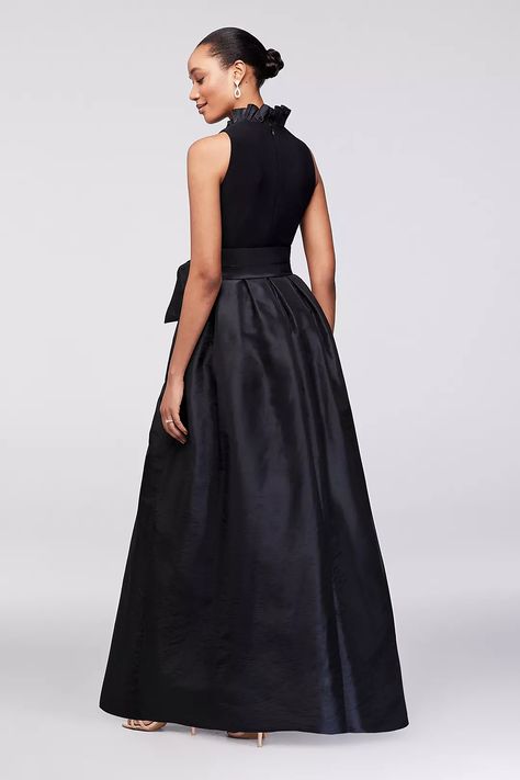 Occasion Dresses - Jessica Howard Sleeveless Taffeta Ball Gown with Ruffled V-Neck Style # JH7M2748 – View Image 2 Taffeta Dress, Jessica Howard, Bride Dresses, View Image, Mother Of The Bride Dresses, Ball Gown, Occasion Dresses, Mother Of The Bride, Ball Gowns