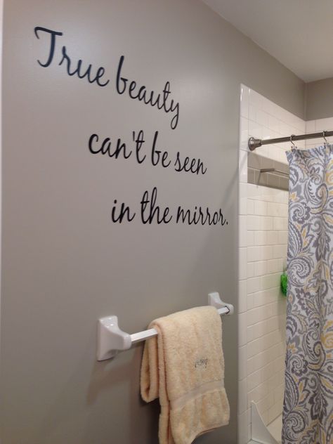 Girls bathroom wall quote Bathroom Wall Signs Quote, Bathroom Wall Sayings Vinyl Decals, Bathroom Decals Ideas, Inspirational Bathroom Quotes, Quotes For Bathroom Wall, Bathroom Sayings Quotes, Bathroom Wall Quotes, Wall Sayings, Bathroom Wall Stickers