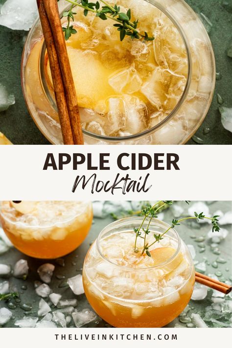 Savor the delightful autumn flavors of my apple cider cocktail in a non-alcoholic version with this apple cider mocktail! Simple to prepare and perfect for personalizing, this is a beverage everyone in the family will love. Non Alcoholic Apple Cider Drinks, Apple Cider Gin Cocktail, Apple Cider Mocktail Recipe, Apple Cider Punch Non Alcoholic, Apple Cider Mocktail Non Alcoholic, Fall Mocktails Non Alcoholic Easy, Apple Cider Drinks Nonalcoholic, Autumn Mocktails, Fall Mocktail Non Alcoholic