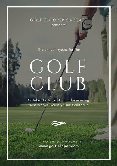 Golf Club Tryouts Poster Golf Invitation Design, Golf Poster Design, Tryouts Poster, Golf Invite, Golf Charity Event, Golf Tournament Flyer, Golf Invitation, Event Poster Template, Golf Poster