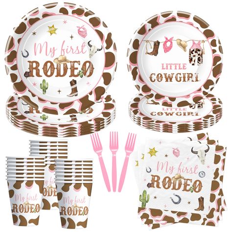 PRICES MAY VARY. 【Girl's First Rodeo Theme】Pink first rodeo birthday party decorations girl dinnerware sets are designed with cute and vibrant rodeo-themed graphics, including cowgirls, rodeo hats, and boots. The playful and colorful illustrations are sure to enchant young guests and add a fun, lively atmosphere to the party 【Complete Set】Our rodeo 1st birthday decorations tableware comes complete with all the essentials for a seamless party experience including 24pcs 9'' first rodeo dinner plat My First Rodeo Birthday Theme, Horse First Birthday Party, Baby’s First Rodeo Birthday Theme, First Birthday Cowgirl Theme, First Birthday Rodeo Theme, 1st Rodeo Birthday Party Girl, My 1st Rodeo Birthday Party, My First Rodeo Birthday Girl, Cowgirl First Birthday Party