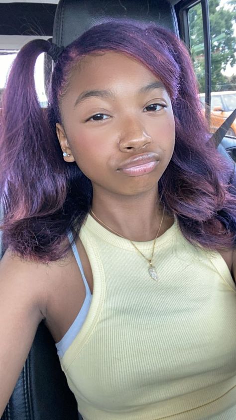 Create Your Own Style | DIY Hairstyle Beauty Purple And Brown Hair Black Women, Light Purple Skunk Stripe Hair, Pink Silk Press, Black Girls With Dyed Hair, Peekaboo Natural Hair, Purple Skunk Stripe Hair, Purple Skunk Stripe, Purple Hair Black Women, Styles For Hair