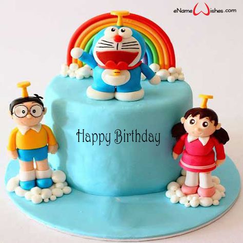 Pic Birthday, Name On Cake, Doraemon Cake, Write Name On Cake, Happy Birthday Cake With Name, Cake Pic, Birthday Cake Write Name, Cartoon Birthday Cake, Colorful Birthday Cake