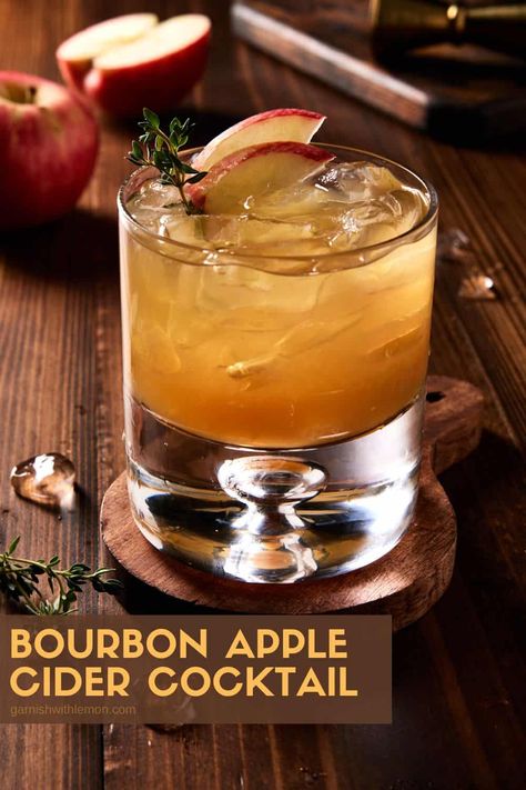 A Bourbon Apple Cider Cocktail is a tasty way to toast the change of seasons! This drink has all the makings of a standard fall cocktail - bourbon, apple cider and a squeeze of citrus - but an herby simple syrup and a shot of applejack take it over the top. The result is a smooth apple cider bourbon drink that you'll make on repeat all season long. Good Whiskey Drinks, Apple Cider Bourbon, Bourbon Drink, Cider Cocktail Recipes, Bourbon Cider, Batch Cocktail Recipe, Bourbon Apple Cider, Apple Cider Drink, Cider Cocktail