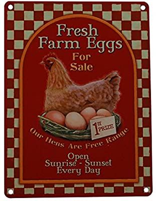 Eggs For Sale, Vintage Style Kitchen, Chicken Shop, Chicken Signs, Farm Eggs, Farm Fresh Eggs, Vintage Tin Signs, Metal Wall Sign, Vintage Farm