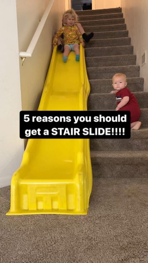 Stair Slide Diy, Stair Slide Indoor, Slide For Stairs, Diy Stair Slide, Staircase Slide, 1rst Birthday, Stair Slide, Playground Slide, Diy Stairs