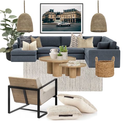 Apartment Living Room Mood Board, Designer Home On A Budget, Gray Chairs Sitting Area, Pair Of Sofas Facing Each Other, Black Blue Cream Living Room, Dark Couch With Light Furniture, Couch With Light Wood Floor, Grey Sofa Living Room Ideas Blue Accents, Dark Color Living Room Ideas Cozy